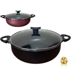 Frigideira Wok Grande Antiaderente com Tampa de Vidro Ideal para Cozinhar Rápido e Sem Grudar