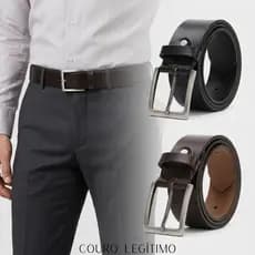 Kit 2 Cinto Social Masculino Couro Legítimo Elegante Fivela
