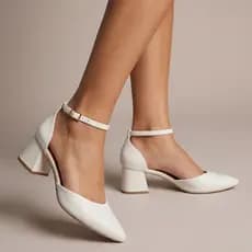 Sapato Scarpin Salto Baixo Bloco Fivela Ajustável Salomé Grosso Saia Bico Fino Festa Elegante