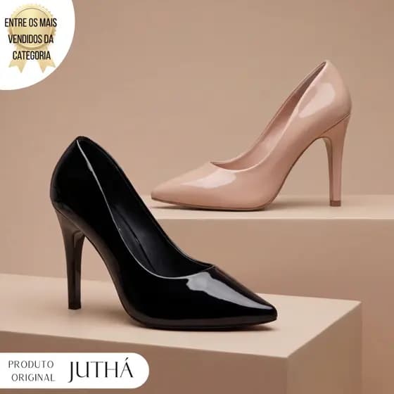 Kit 2 Pares Scarpin Promoção Verniz Salto Alto Bico Fino Confortável Clássico Antiderrapante Trabalho Festa Elegante