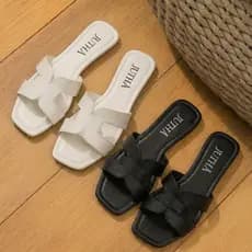 Kit 2 Pares Sandália Rasteira Feminina Chic Rica Modelo H Flat Leve Confortável