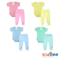 Kit 2 Peças - Body Manga Curta e Mijão Culote Vira Pé Suedine - Sortido - Menino - Menina - Barato - Qualidade