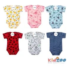 Body Estampado Bebê - Manga Curta Suedine/Malha - Sortido - Barato - Qualidade - Enxoval