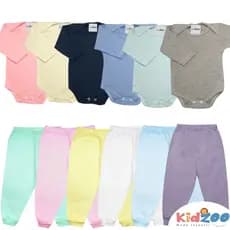 Kit 12 Peças Body liso Manga Longa e Mijão em Malha/ Enxoval Barato