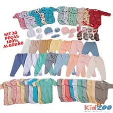 Kit Enxoval Bebê 30 Peças Body Mijão Touca Luva Meia  Menino/Menina 100% Algodão