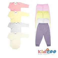 Kit 4 Peças Body Manga Longa e Mijão Bebê - Enxoval - Sortido - Menina