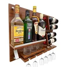 Bar de Parede Adega de Vinhos 100% MDF Porta Taças e Rolhas