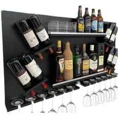 Bar de Parede Adega Grande 1,18x60 Vinhos Garrafas Whisky Taças Abridor 100% Mdf Decoração