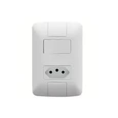Conjunto 4x2 Com 1 Interruptor Simples 6A E 1 Tomada 2P+T 20A Tramontina