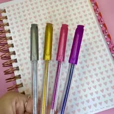 Caneta Gel Art Glitter 1.0mm Colorida 4 Cores Jocar Office Cores Lindas e Brilhantes