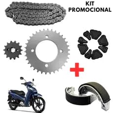 Kit Relação Transmissão + Lona Freio Patins + Coxim Da Coroa Biz 125 Pop 100 Biz 100