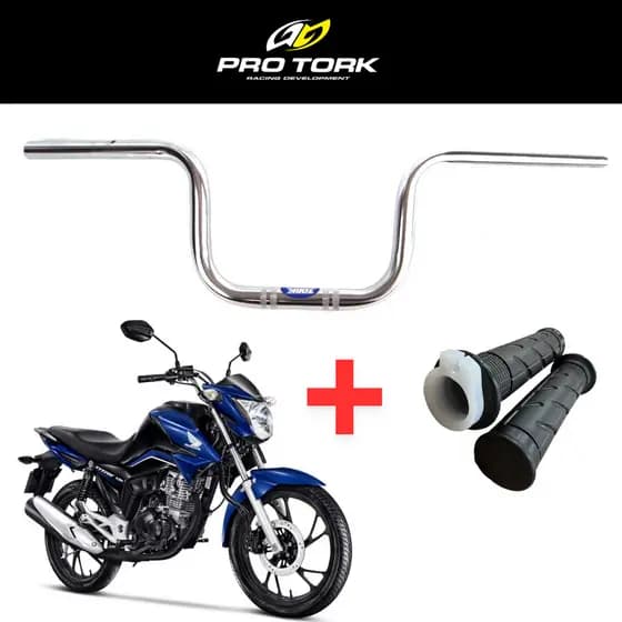 Guidão Bike Moto Fan Titan 125 150 160 Modelo Original Pro Tork + Par de Manopla