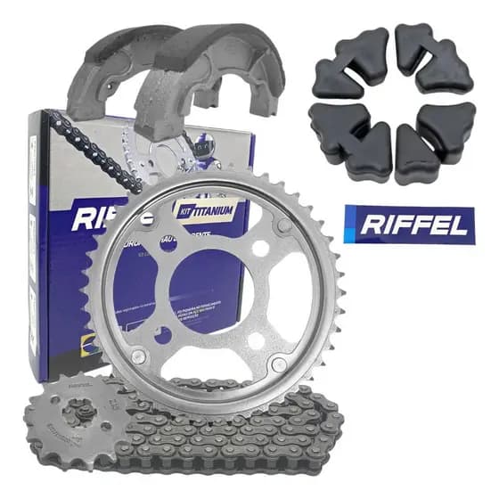 Kit Relação Transmissão RIFFEL Titan 160 Fan 160 + Bucha Da Coroa + Lona
