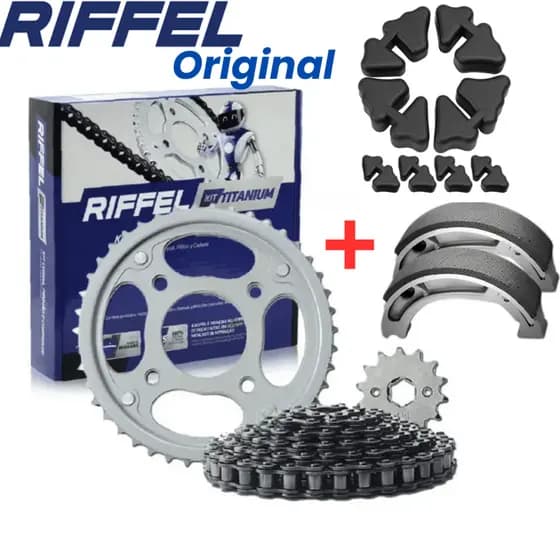 Kit Relação Riffel Titan 150+ Lona Freio ( Patins) + Coxim da Coroa