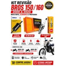 Kit revisão completo Vela + Filtro De Ar + Filtro Comb Nxr Bros 150 160 Xre 190  2009 a 2024