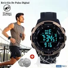 Relógio De Pulso Masculino Digital À Prova D‘água Esportivo Com Luz LED Cronômetro Alarme Calendário
