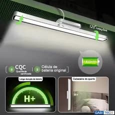 Recarregável Luminária De Mesa Sem Fio Com Suporte Magnético E Touch 3 Cores Ajuste 120°  Abajur de Cabeceira