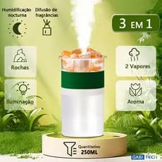 Umidificador De Ar Ultrassônico E Aromatizador Portatil 3 Em 1 Multifuncional Com LED Difusor Aromatizador