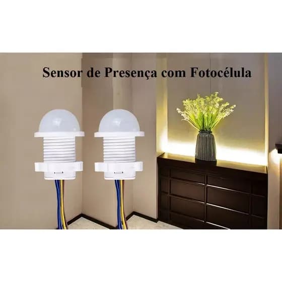 Sensor De Presença Com Fotocélula(capta movimento somente no escuro), Para Luminária, 110-220v