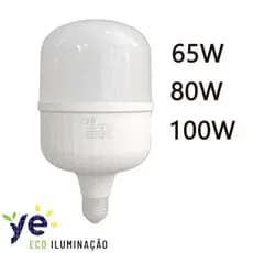 Lâmpada Bulbo 65w 80w 100w Bocal E27 LED Bivolt Branco Frio 6000K