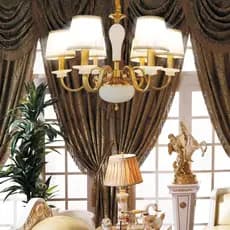 Lustre De Cobre E Pedra De Jade Estilo Americano Com 6 Braços Lâmpadas com Bocal E14