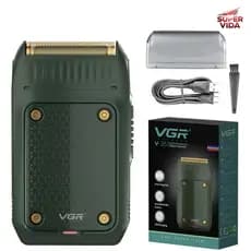 Máquina De Barbear Elétrica Vgr V-353 Lâminas Aço Inox Sem Fio Verde