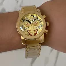 Relógio Masculino Dourado Material Aço Inoxidável não Empreta e não enferruja - ENVIO IMEDIATO