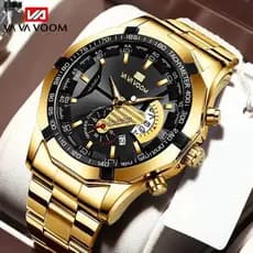 Relógio de pulso quartzo impermeável para homens, relógio esportivo de ouro, moda luxo, marca superior, casual, viagem,