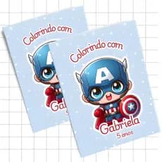 20 Revistinha Livrinhos de colorir Capitão America personalizados lembrancinha de aniversário Tsaray