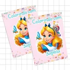 20 Revistinha Livrinhos de colorir Alice no País das Maravilhas personalizados lembrancinha de aniversário Tsaray