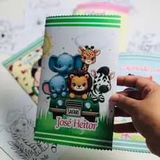 20 Cards de Colorir Safári  Lembrancinha Infantil Festa Aniversário
