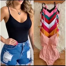 BODY Feminino ALCINHA com Bojo Bodi Regata Suplex