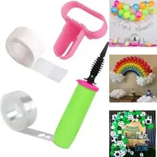 Kit Bomba De Encher Balão + 1 Fita para Arco Balão + 1 Cola Adesivo Balão 100 pontos +1 Amarrador Bexiga Adaptador