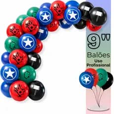 Balão Bexiga Látex Heróis 9 Polegadas, Kit Profissional Estampado Festa Infantil Arco Desconstruído Decoração Aniversári
