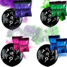 Balão Big Chá Revelação + 2 Tinta Em Pó Colorido. Kit, Big Balão, + 2 Pó Colorido 200G Festas Revelação Chá Baby