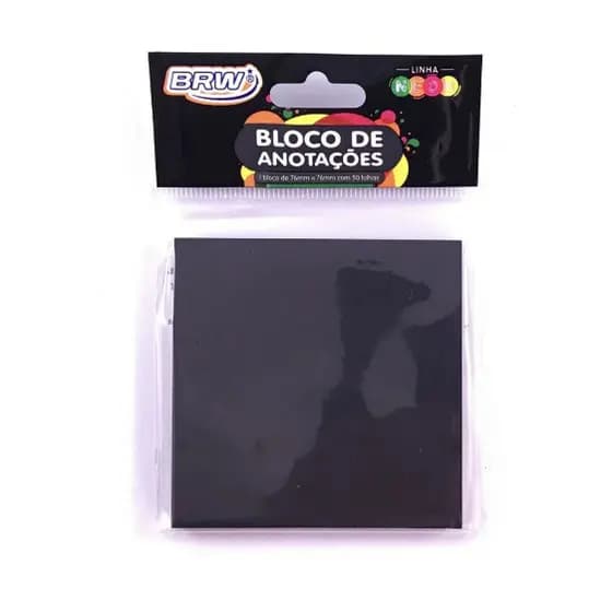 Bloco de Notas Adesivas Preto Neon - BRW