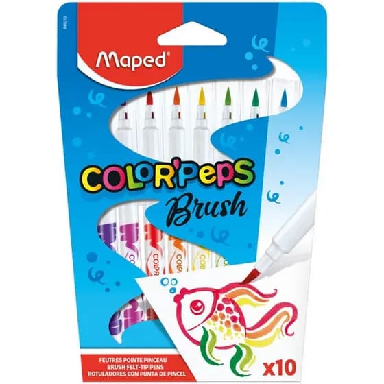 Caneta Brush Color Peps Pincel 10 cores - Maped