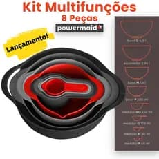 Kit Multifunções 8 Peças Tigelas Bowls e Medidores Powermaid