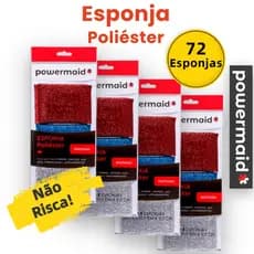 Kit 72 Esponja Poliéster Powermaid Não Risca Antiaderente