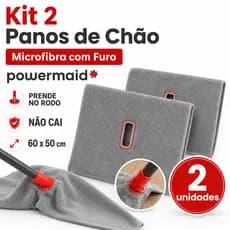 Kit 2 Panos de Chão Microfibra com Furo 60x50cm Powermaid Rodo