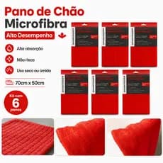 6 un Pano de Chão Microfibra 70cm x 50cm Powermaid Alto Desempenho