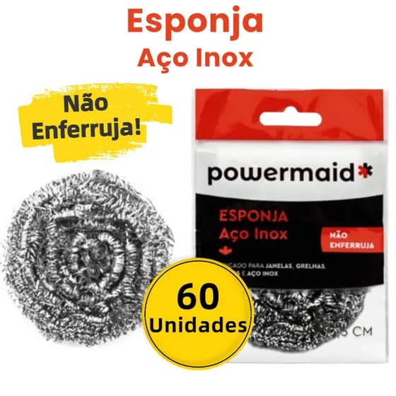 60 Un Esponja de Aço Inox Powermaid Não Enferruja