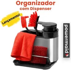 Organizador Com Dispenser Aço Inox Porta Detergente Powermaid