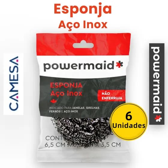 6 Un Esponja de Aço Inox Powermaid Não Enferruja