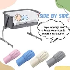 LENÇOL PARA BERÇO PORTATIL SIDE BY SIDE SAFETY OU COSCO PLUGGY 100% MICROPERCAL 300FIOS
