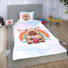 kit Coberdrom Solteiro Stitch Azul com Sherpa Fofo + Fronha - 2 Peças Infantil