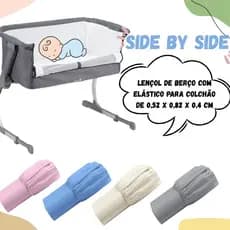 LENÇOL PARA BERÇO PORTATIL SIDE BY SIDE SAFETY OU COSCO PLUGGY 100% MICROPERCAL 300FIOS