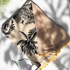 Canga de Praia Atoalhada Saída de Praia viscose e pompom para Piscina Verão