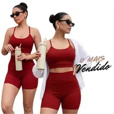 Conjunto Academia Feminino Shorts com Forro Top Nadador Alça Fina Com bojo Tecido Anaruga Premium Zero Transparência