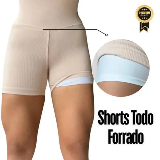 Shorts Academia Anarruga Feminino Cós Alto Zero Transparência Com Forro